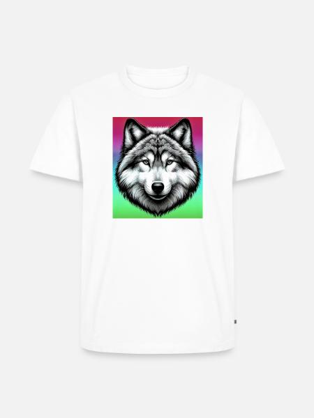 Wolf - Männer Premium Bio T-Shirt - Weiß