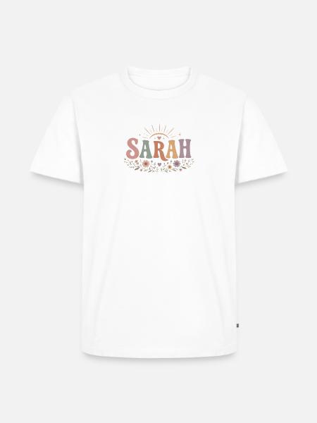 Sarah Blütenkranz mit Sonnenstrahlen - Männer Premium Bio T-Shirt - Weiß