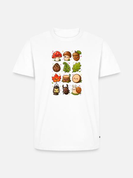 Kawaii Waldschätze | Pilze & Natur - Männer Premium Bio T-Shirt - Weiß