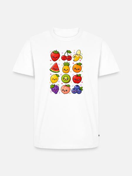 Kawaii Obst | Früchte & Sommer - Männer Premium Bio T-Shirt - Weiß