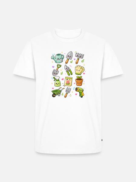 Kawaii Gartenwerkzeug | Gärtnern - Männer Premium Bio T-Shirt - Weiß