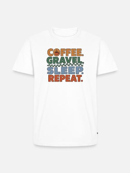 Coffee Gravel Sleep Repeat Ride - Männer Premium Bio T-Shirt - Weiß