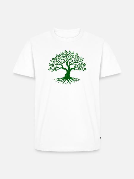 Grüner Lebensbaum mit Wurzeln - Männer Premium Bio T-Shirt - Weiß