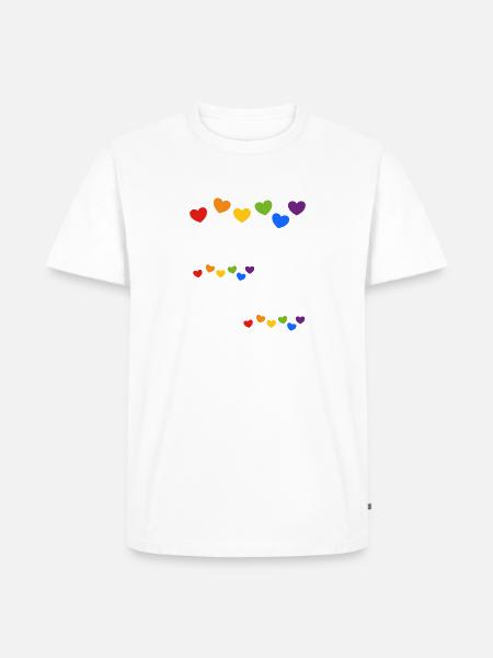 Regenbogenherzen Stolz - Männer Premium Bio T-Shirt - Weiß