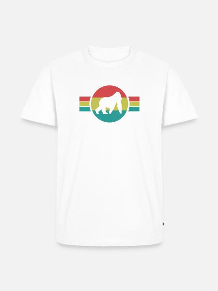 Affe Silhouette Retro - Männer Premium Bio T-Shirt - Weiß