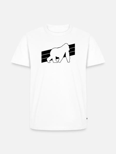 Affe Silhouette - Männer Premium Bio T-Shirt - Weiß