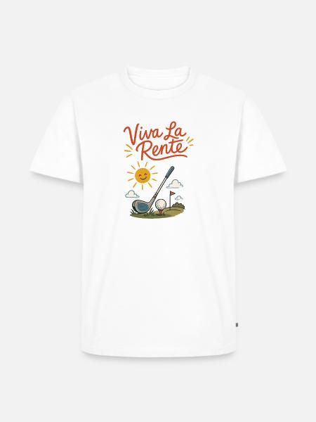 VIVA LA RENTE! Golf - Männer Premium Bio T-Shirt - Weiß