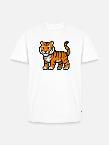 Pixel-Tiger Junges Retro Pixelkunst - Männer Premium Bio T-Shirt - Weiß