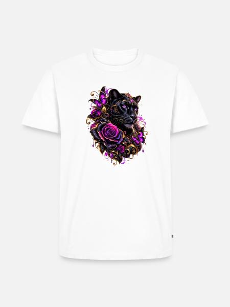 Schwarzer Panther mit Neon-Aura - Männer Premium Bio T-Shirt - Weiß
