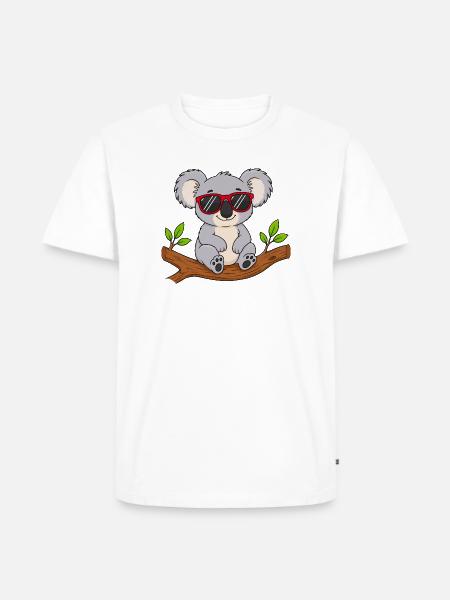 Cooler Koala mit roter Sonnenbrille  - Männer Premium Bio T-Shirt - Weiß