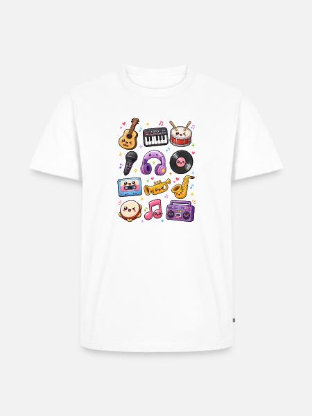 Kawaii Musik | Instrumente & Retro - Männer Premium Bio T-Shirt - Weiß