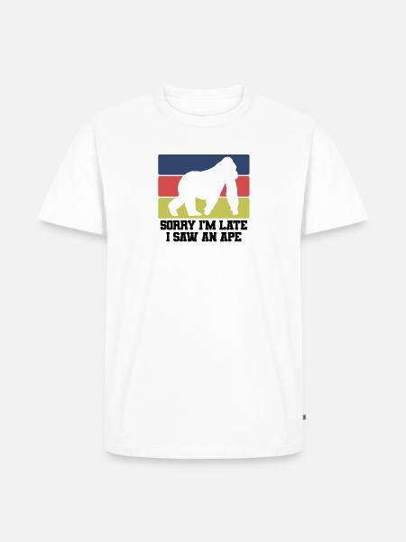 Affe Retro Spruch - Männer Premium Bio T-Shirt - Weiß