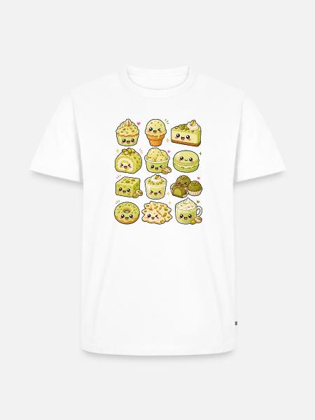 Kawaii Pistazie | Desserts & Süßes - Männer Premium Bio T-Shirt - Weiß