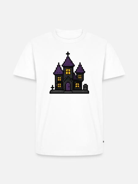 Purpurnacht-Spukhaus - Männer Premium Bio T-Shirt - Weiß