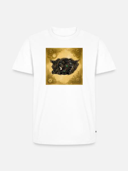 Steampunk-Löwin mit Juwelen - Männer Premium Bio T-Shirt - Weiß
