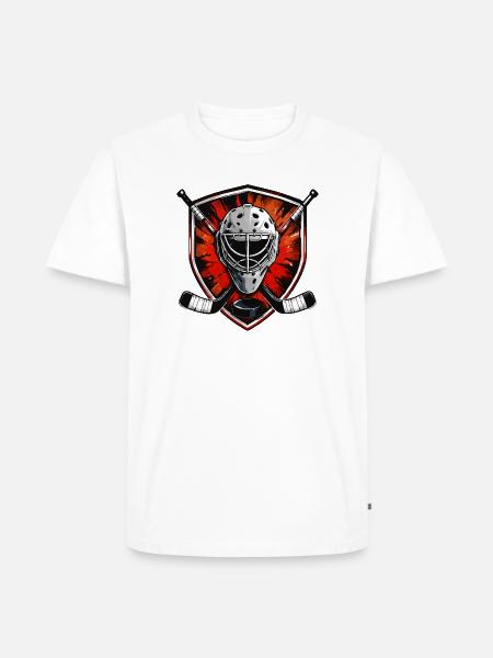 Torhüter Helm Shield Kunstmotiv - Männer Premium Bio T-Shirt - Weiß