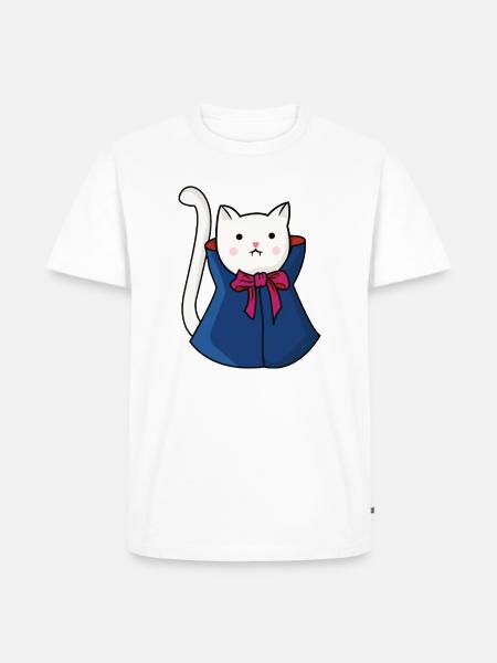 Süße Vampir Katze Dracula - Männer Premium Bio T-Shirt - Weiß