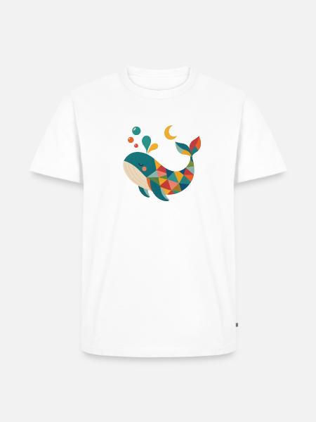Farbiger Geometrie-Wal - Männer Premium Bio T-Shirt - Weiß
