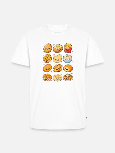 Kawaii Kartoffelsnacks | Pommes & Knollen - Männer Premium Bio T-Shirt - Weiß