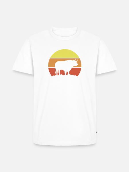 Stier Silhouette Retro - Männer Premium Bio T-Shirt - Weiß