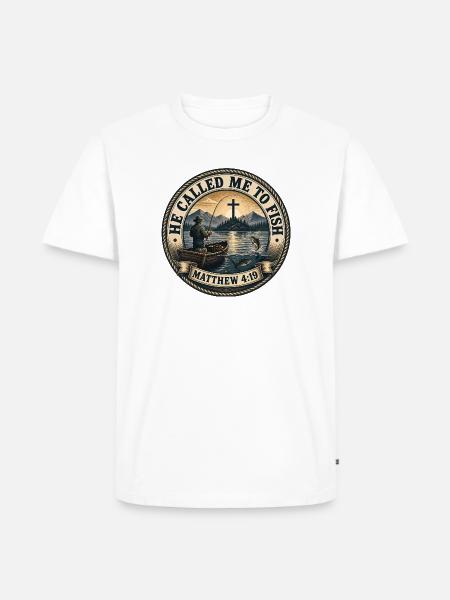 Er rief mich zum Fischen. - Männer Premium Bio T-Shirt - Weiß