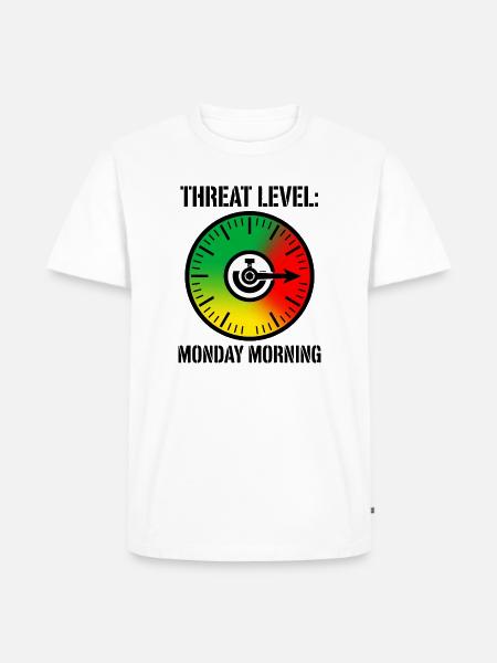 Büro-Humor – Bedrohungsstufe - Männer Premium Bio T-Shirt - Weiß