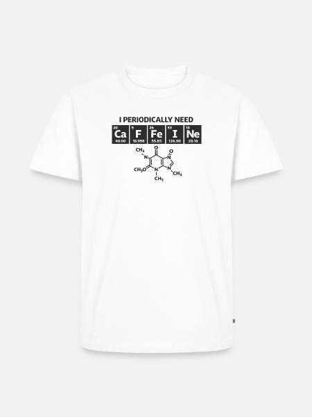  Lustiger Kaffee Periodensystem "CaFFeINe" Kaffee - Männer Premium Bio T-Shirt - Weiß
