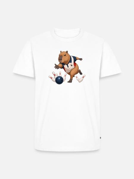 Capybara spielt Bowling - Männer Premium Bio T-Shirt - Weiß