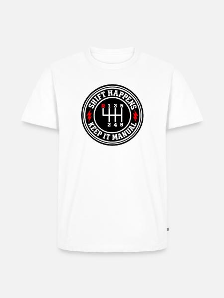 Shift Happens Manuell - Männer Premium Bio T-Shirt - Weiß