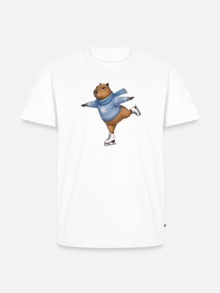 Capybara beim Eislaufen - Männer Premium Bio T-Shirt - Weiß