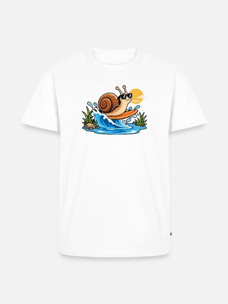 Surfing Snail - Männer Premium Bio T-Shirt - Weiß