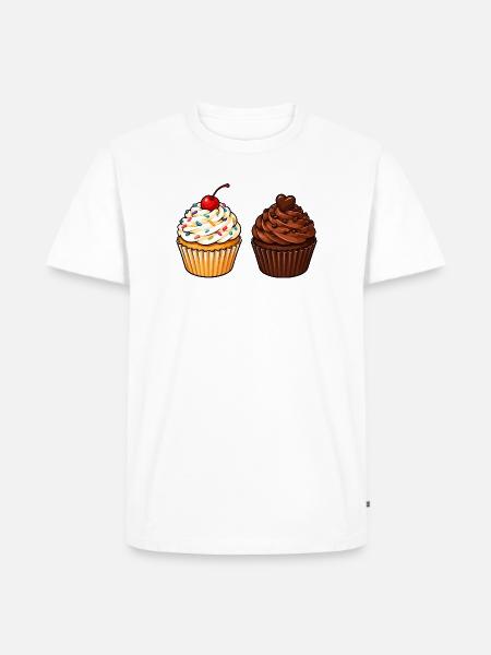Cupcake Duo: Vanille & Schoko - Männer Premium Bio T-Shirt - Weiß