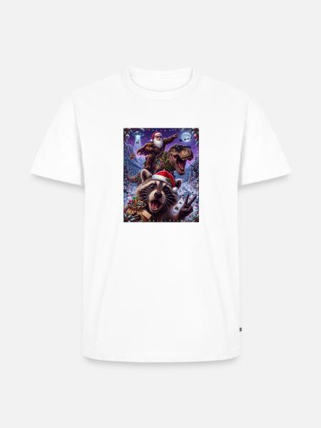 Weihnachtsdino: Santa Rex & Rentier - Männer Premium Bio T-Shirt - Weiß