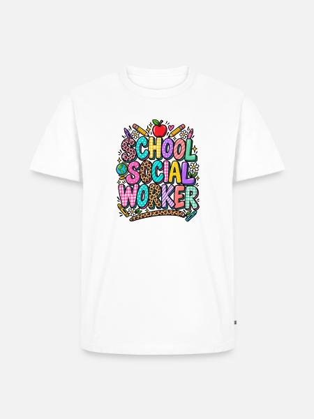 Schulsozialarbeiter Doodle Kunst - Männer Premium Bio T-Shirt - Weiß
