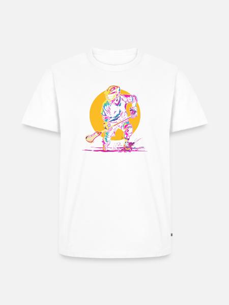 Lacrosse Spieler Synthwave - Männer Premium Bio T-Shirt - Weiß