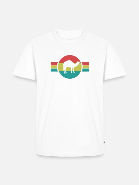 Kamel Silhouette Retro-Look - Männer Premium Bio T-Shirt - Weiß