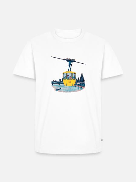 Kölner Seilbahn Risograph - Männer Premium Bio T-Shirt - Weiß
