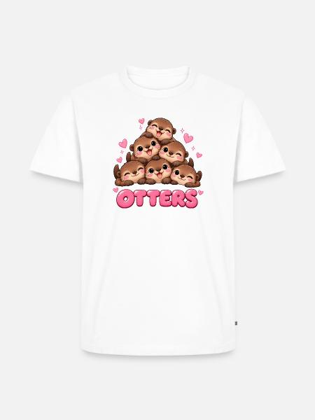 Süße Otter Freunde Cartoon - Männer Premium Bio T-Shirt - Weiß