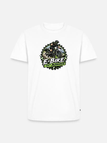 E-Bike statt Ausreden – MTB Fahrrad - Männer Premium Bio T-Shirt - Weiß