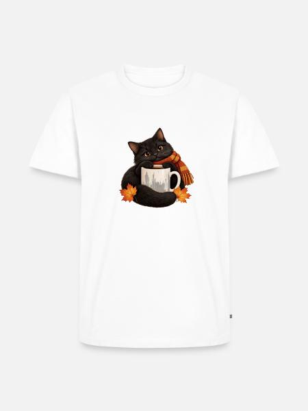 Black Cat Rain Boot - Männer Premium Bio T-Shirt - Weiß