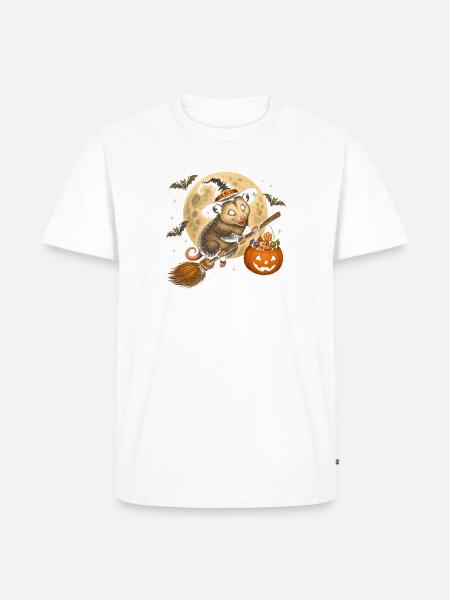 Opossum Hexe Halloween Opossum - Männer Premium Bio T-Shirt - Weiß