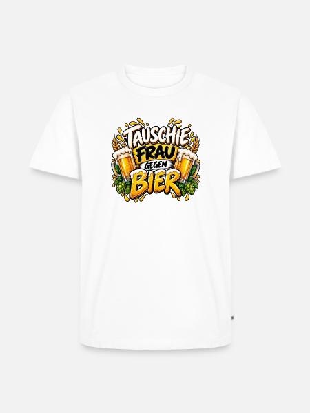Tausche Frau Gegen Bier - Männer Premium Bio T-Shirt - Weiß