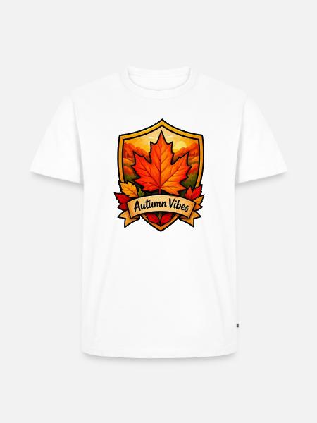 Herbstlaub Shield Vibes - Männer Premium Bio T-Shirt - Weiß