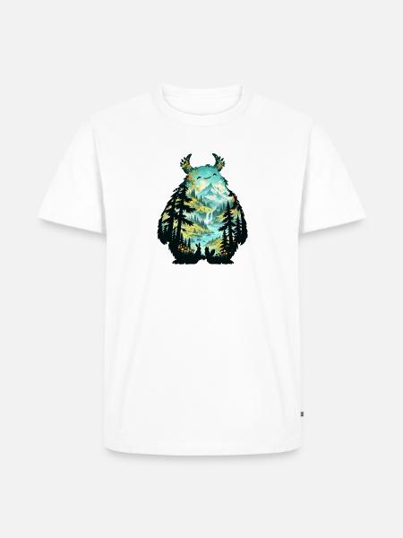Waldfreund Monster Landschaft - Männer Premium Bio T-Shirt - Weiß