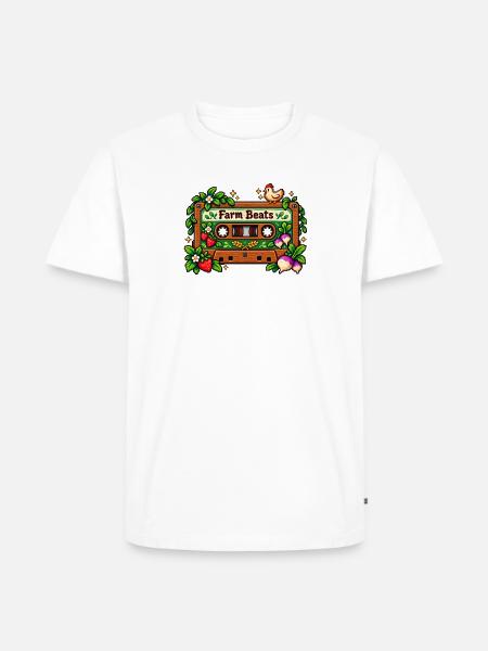 Farm Beats Pixel Cassette - Männer Premium Bio T-Shirt - Weiß