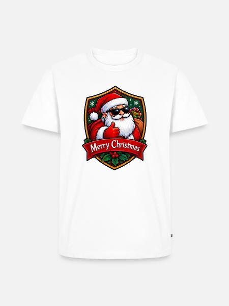 Weihnachts Santa Daumen Hoch Schild - Männer Premium Bio T-Shirt - Weiß