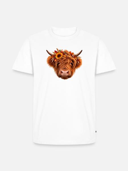 Autumn Highland Cow - Männer Premium Bio T-Shirt - Weiß