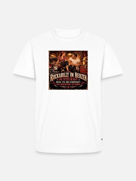 Rockabilly im Herzen - Männer Premium Bio T-Shirt - Weiß
