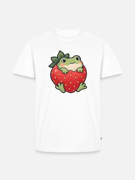 ErdbeerFrosch Charm - Männer Premium Bio T-Shirt - Weiß