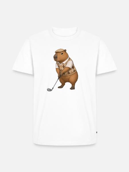 Capybara spielt Golf  - Männer Premium Bio T-Shirt - Weiß